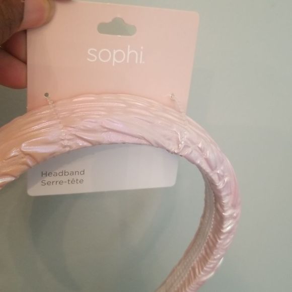 Sophi Pink Irredescent Ruched Puffy Headband NWT Elegant - Picture 2 of 4